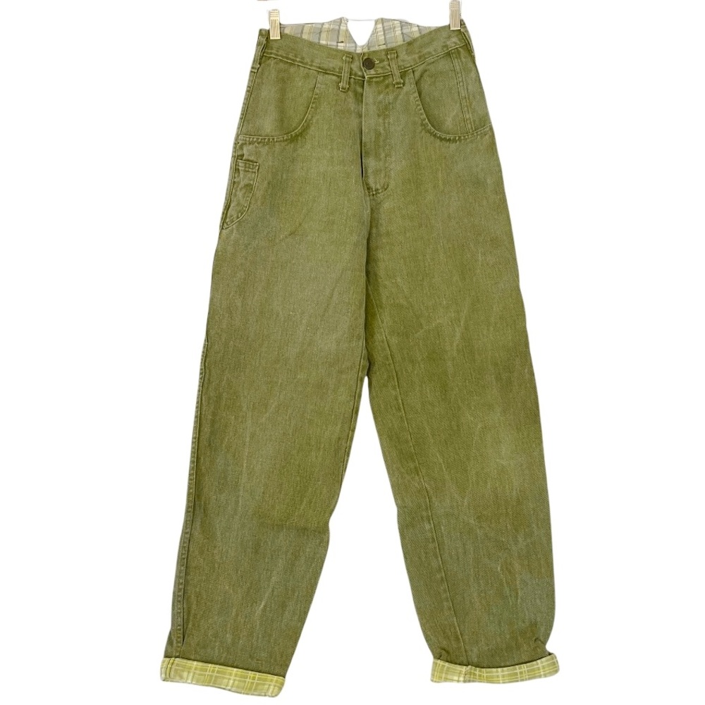 VINTAGE 80’s 90’s Donovan Light Green Ribcage High Waisted Baggy Carpenter Jeans